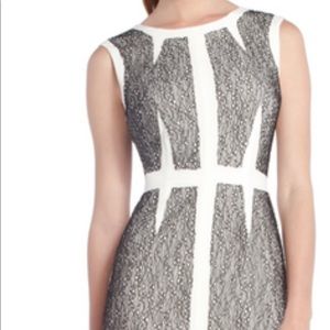 bcbg white dress with black lace overlay